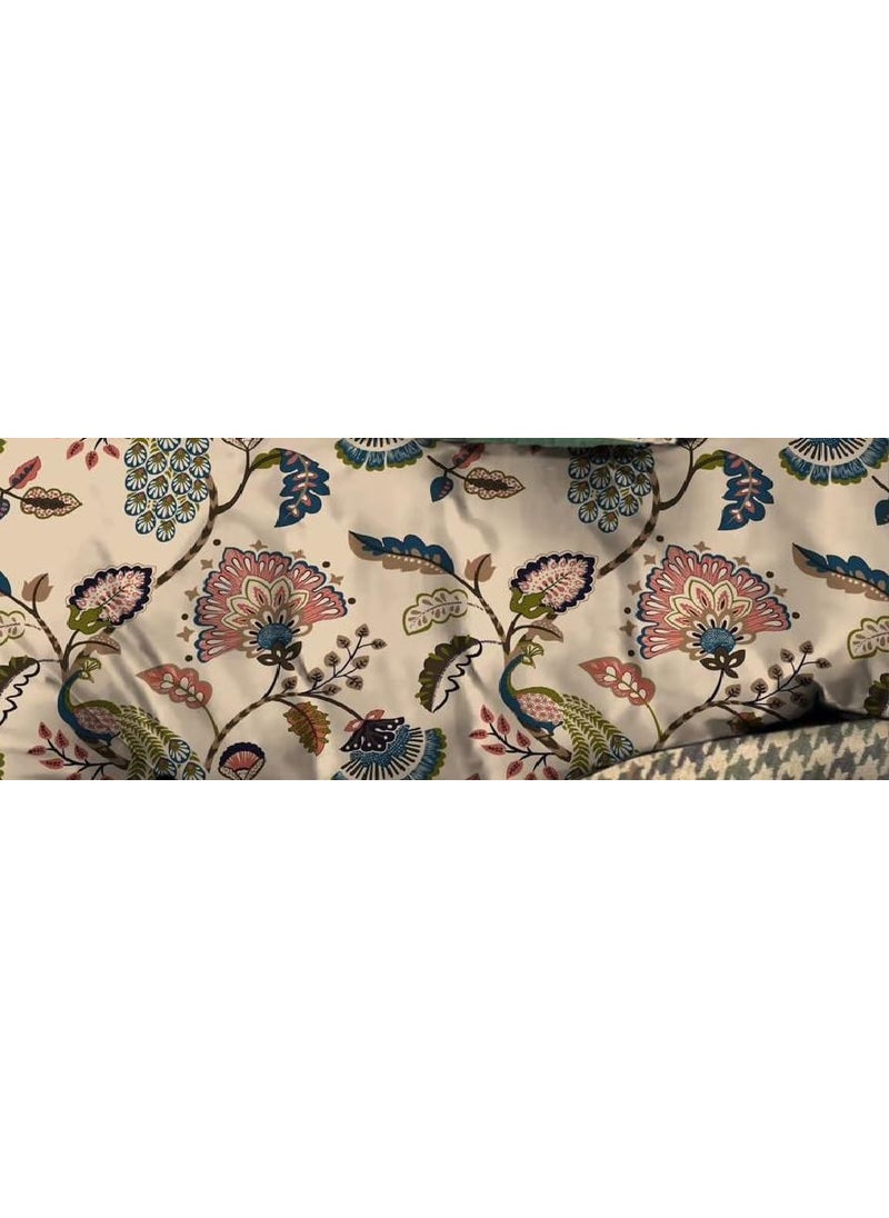 Slazie 300 TC Premium Glace Cotton Duvet Cover with Zipper Single Size Razai CoverDohar Cover for Single BedQuilt Cover WinterWarm StuffSingle Dohars90x60 InchesBeige FloralNDV 026