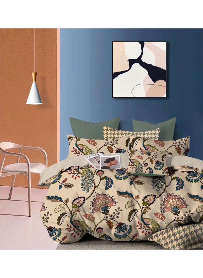 Slazie 300 TC Premium Glace Cotton Duvet Cover with Zipper Single Size Razai CoverDohar Cover for Single BedQuilt Cover WinterWarm StuffSingle Dohars90x60 InchesBeige FloralNDV 026