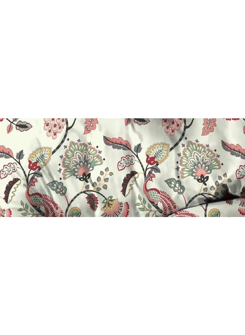 Slazie 300 TC Premium Glace Cotton Duvet Cover with Zipper Single Size Razai CoverDohar Cover For Single BedQuilt Cover WinterWarm stuffSingle Dohars90x60 InchesWHITE MULTICOLOR FLORALNDV 024