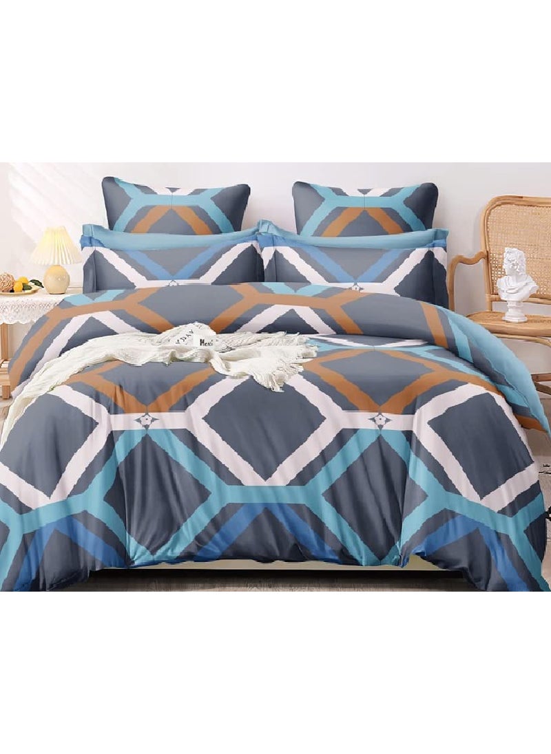 Laying Style Soft Glace Cotton Super King Size Duvet Cover II Razai Cover II Quilt Cover for Double Bed Size with Zipper Dohars 108x108 inch Multicolor