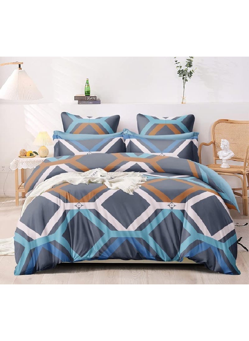 Laying Style Soft Glace Cotton Super King Size Duvet Cover II Razai Cover II Quilt Cover for Double Bed Size with Zipper Dohars 108x108 inch Multicolor