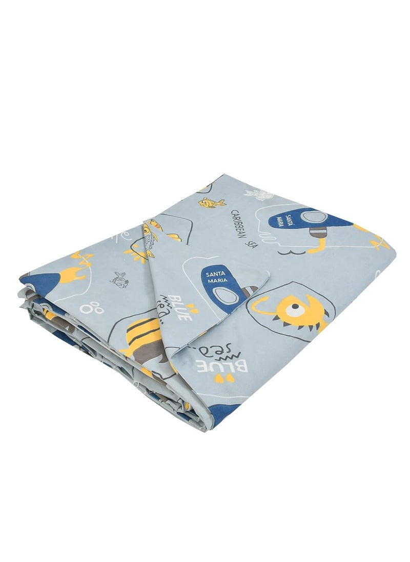MORADO Glace Cotton Double Duvet CoverRajai CoverBlanket Cover with Zipper 90x100 Inches Light Blue Cartoon