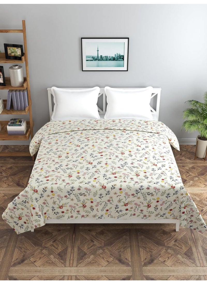 BREVARD Glace Cotton 210 TC Double Bed Size Duvet CoverQuilt CoverRajai CoverBlanket Cover with Zipper 90x100 Inches OffWhite