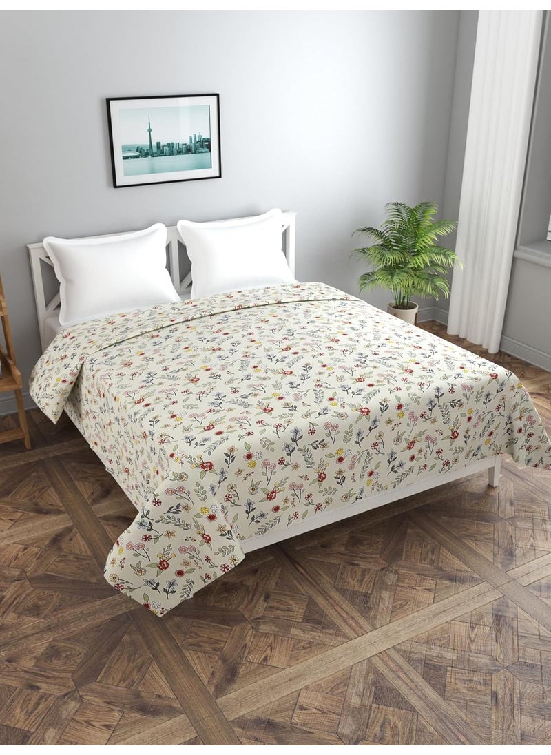 BREVARD Glace Cotton 210 TC Double Bed Size Duvet CoverQuilt CoverRajai CoverBlanket Cover with Zipper 90x100 Inches OffWhite
