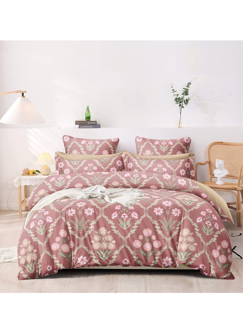 Linemates Soft Glace Cotton Super King Size Duvet Cover II Razai Cover II Quilt Cover for Double Bed Size with Zipper Dohars 108x108 inch Multicolor