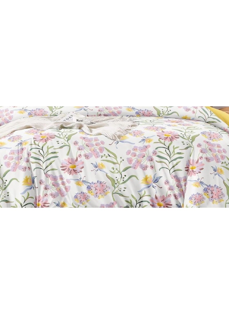 Laying Style 350 Tc Heavy Glace Cotton Super King Size Duvet Cover II Razai Cover II Quilt Cover for Double Bed Size with Zipper Dohars 108x108 inchMulticolor