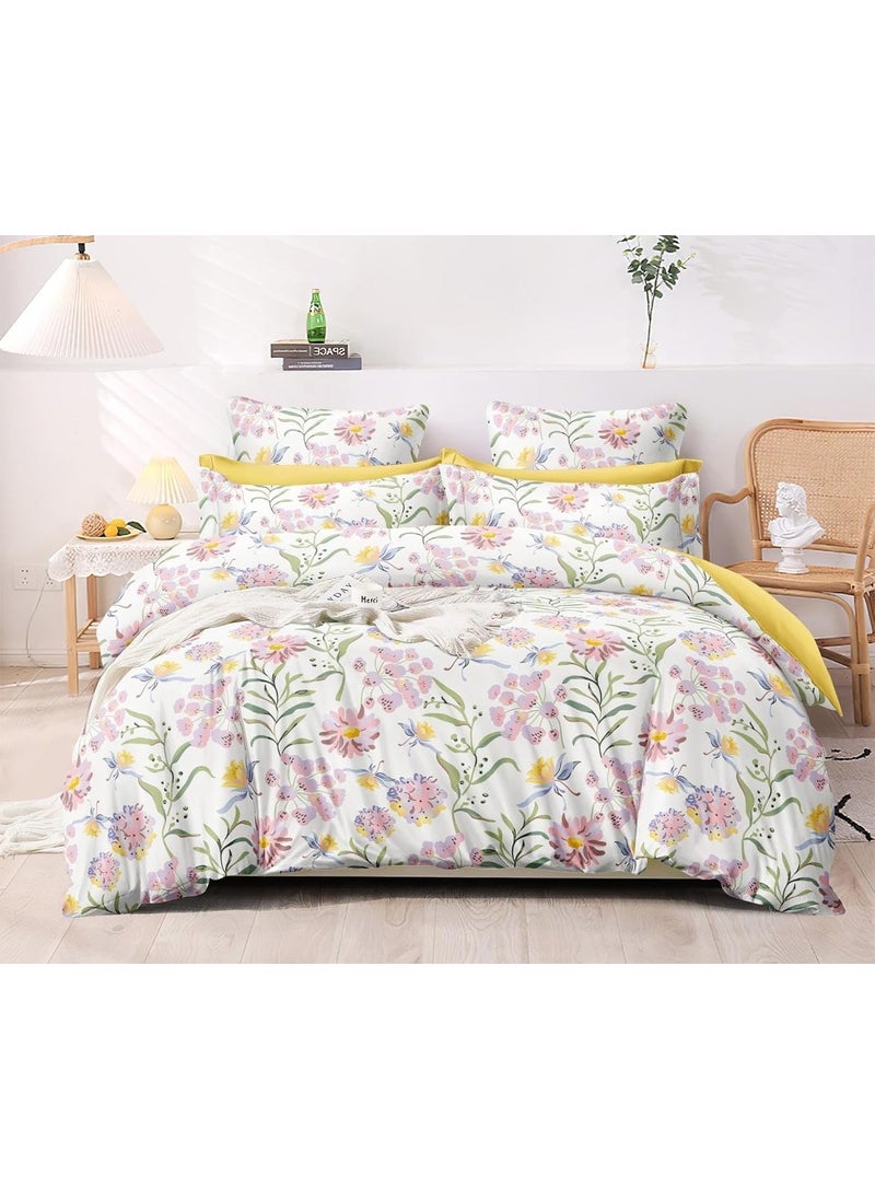 Laying Style 350 Tc Heavy Glace Cotton Super King Size Duvet Cover II Razai Cover II Quilt Cover for Double Bed Size with Zipper Dohars 108x108 inchMulticolor