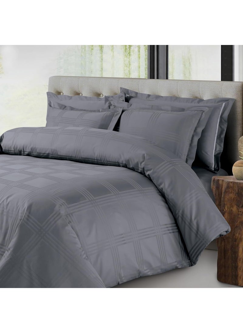 Malako Amalfi Jacquard Grey 100 Cotton Super King Size Duvet CoverQuilt Cover