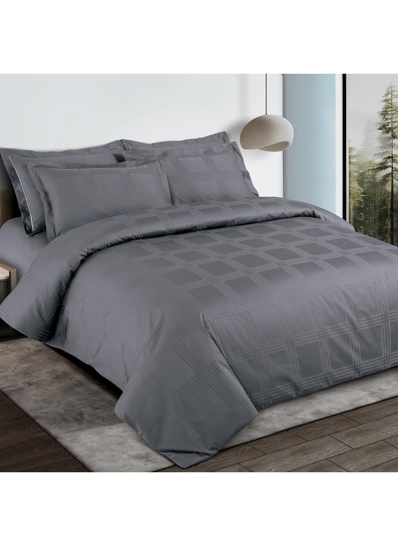 Malako Amalfi Jacquard Grey 100 Cotton Super King Size Duvet CoverQuilt Cover