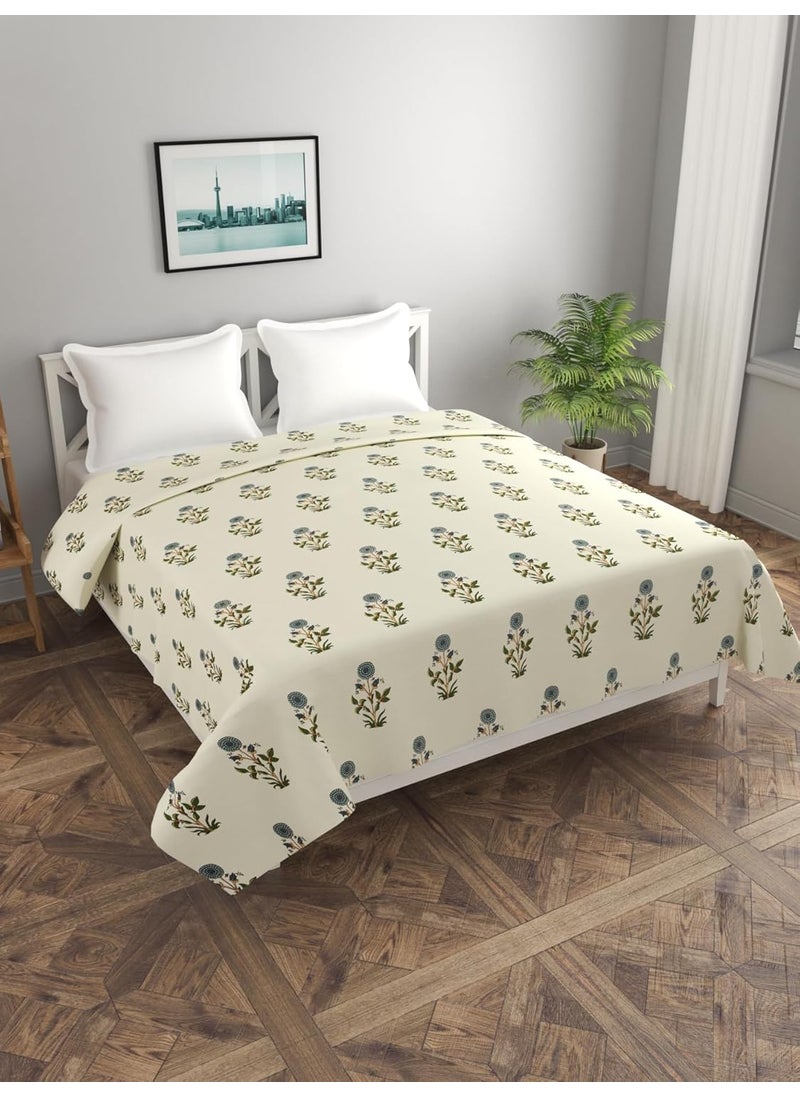 MORADO Glace Cotton 210 TC Double Bed Size Reversible Duvet CoverQuilt CoverRajai CoverBlanket Cover with Zipper 90x100 Inches Green