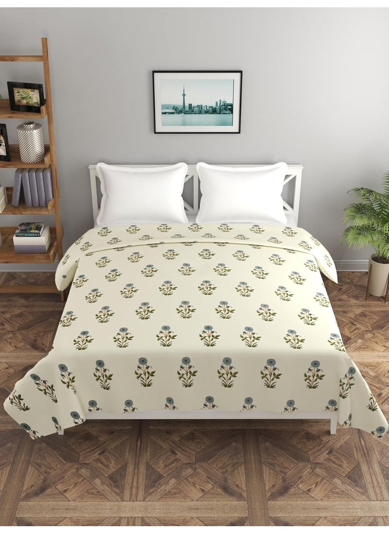 MORADO Glace Cotton 210 TC Double Bed Size Reversible Duvet CoverQuilt CoverRajai CoverBlanket Cover with Zipper 90x100 Inches Green