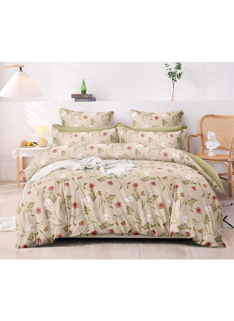 Laying Style 350 Tc Heavy Glace Cotton Super King Size Duvet Cover II Razai Cover II Quilt Cover for Double Bed Size with Zipper Dohars 108x108 inchMulticolor