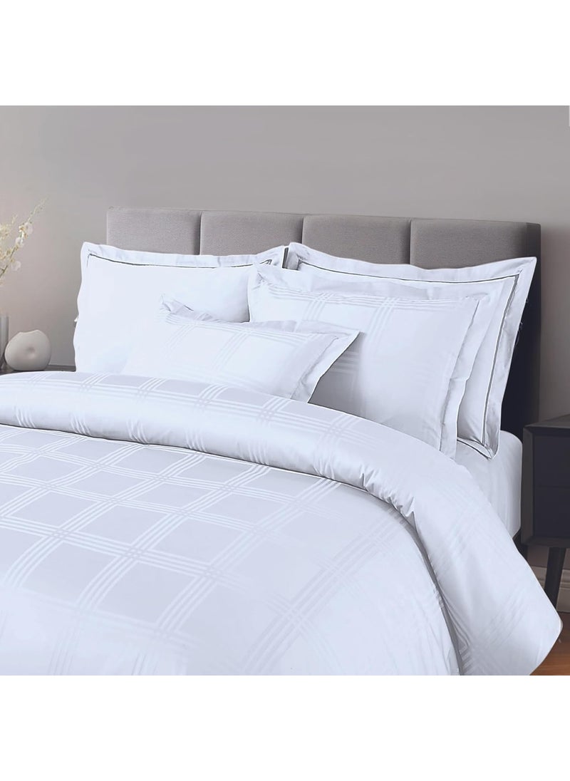 Malako Amalfi Jacquard White 100 Cotton Super King Size Duvet CoverQuilt Cover
