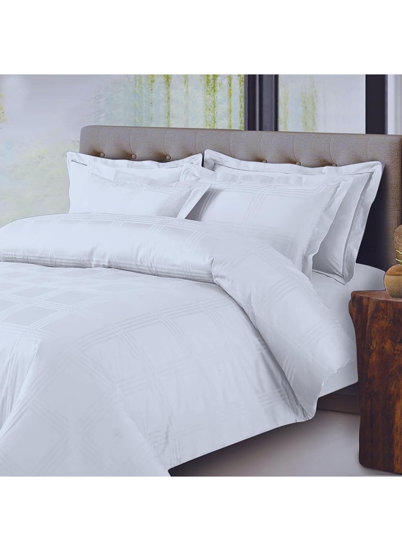 Malako Amalfi Jacquard White 100 Cotton Super King Size Duvet CoverQuilt Cover