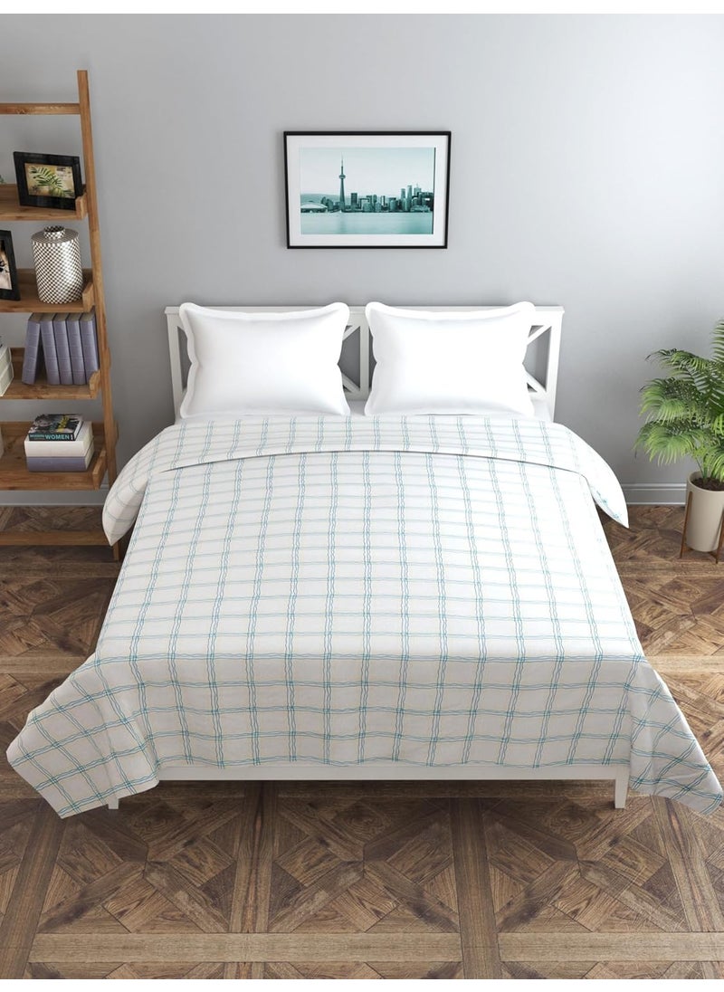 MORADO Glace Cotton Double Duvet CoverRajai CoverBlanket Cover with Zipper 90x100 Inches Green Checks