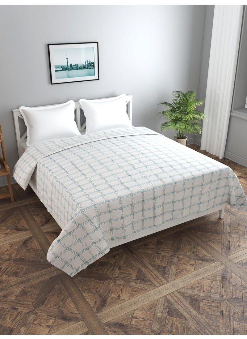 MORADO Glace Cotton Double Duvet CoverRajai CoverBlanket Cover with Zipper 90x100 Inches Green Checks