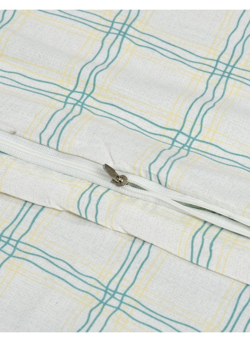 MORADO Glace Cotton Double Duvet CoverRajai CoverBlanket Cover with Zipper 90x100 Inches Green Checks
