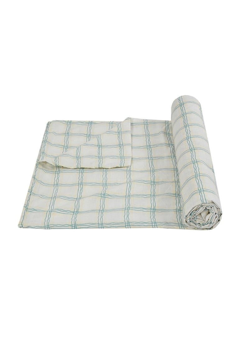 MORADO Glace Cotton Double Duvet CoverRajai CoverBlanket Cover with Zipper 90x100 Inches Green Checks