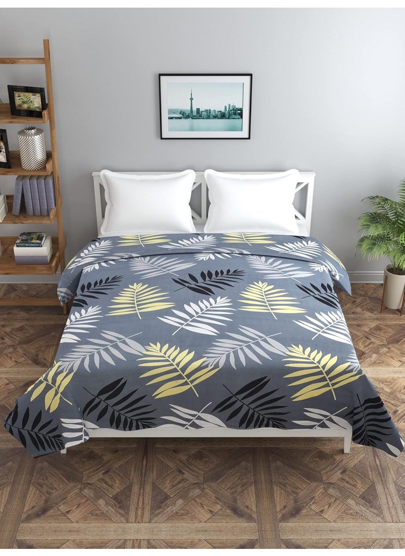 MORADO Glace Cotton Double Duvet CoverRajai CoverBlanket Cover with Zipper 90x100 InchesCharcol Leafs