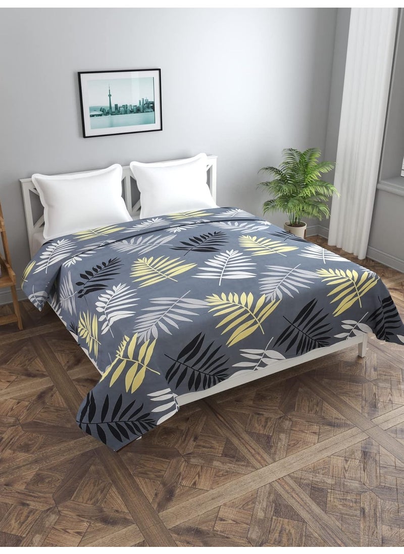 MORADO Glace Cotton Double Duvet CoverRajai CoverBlanket Cover with Zipper 90x100 InchesCharcol Leafs