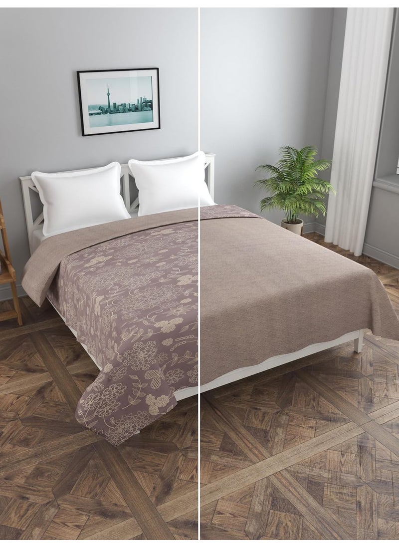 MORADO Glace Cotton 210 TC Double Bed Size Reversible Duvet CoverQuilt CoverRajai CoverBlanket Cover with Zipper 90x100 Inches Mauve