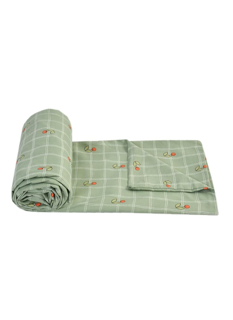 BREVARD Glace Cotton 210 TC Double Bed Size Duvet CoverQuilt CoverRajai CoverBlanket Cover with Zipper 90x100 Inches Light Green