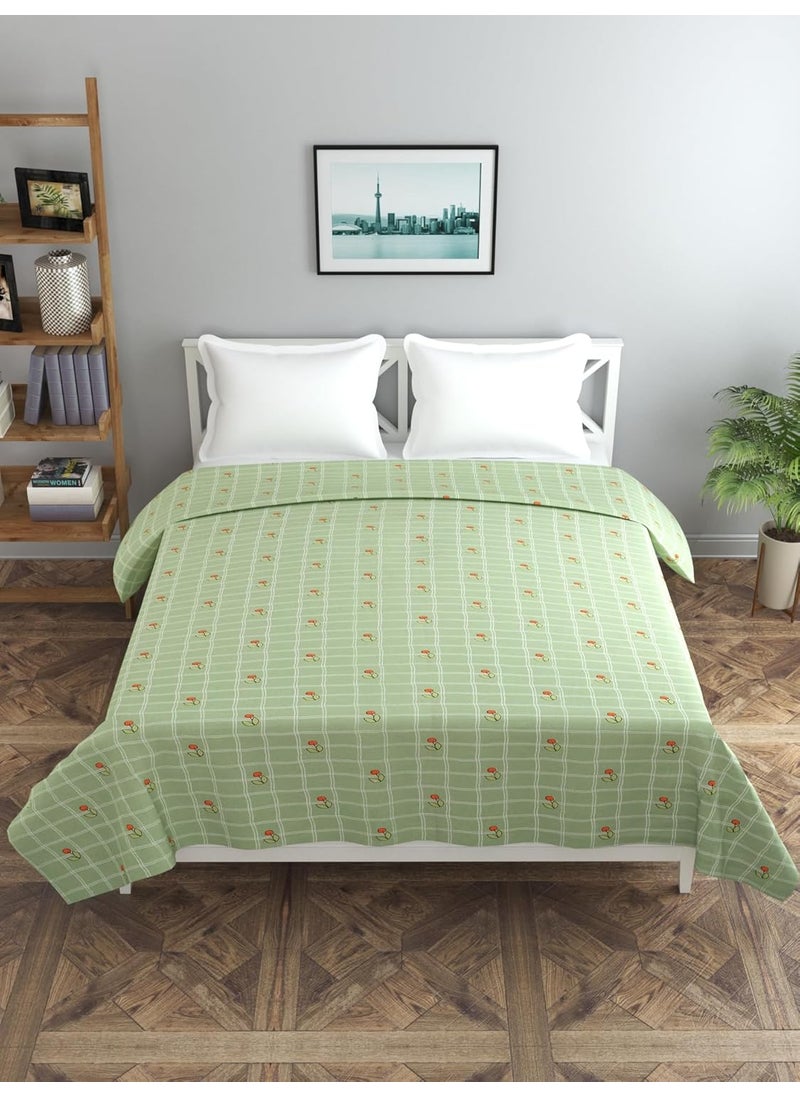 BREVARD Glace Cotton 210 TC Double Bed Size Duvet CoverQuilt CoverRajai CoverBlanket Cover with Zipper 90x100 Inches Light Green