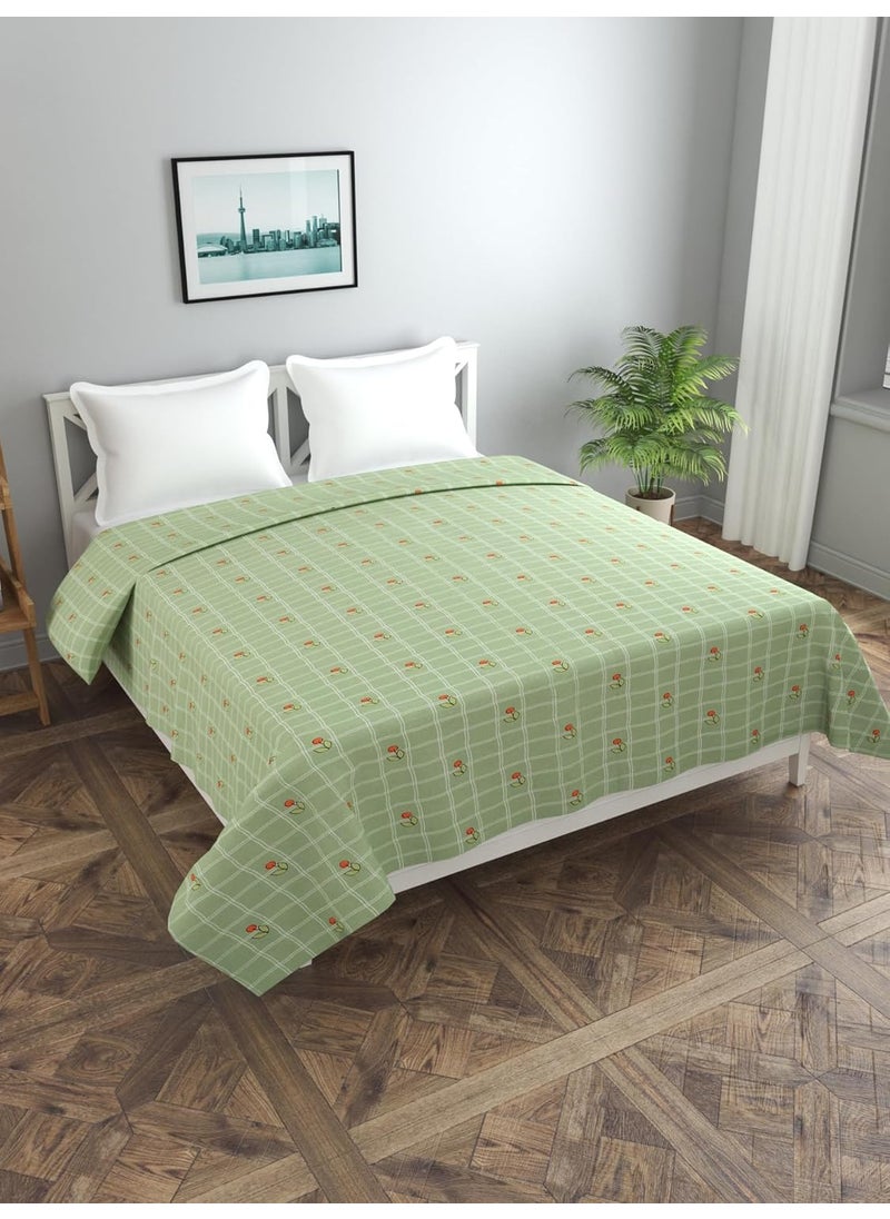 BREVARD Glace Cotton 210 TC Double Bed Size Duvet CoverQuilt CoverRajai CoverBlanket Cover with Zipper 90x100 Inches Light Green