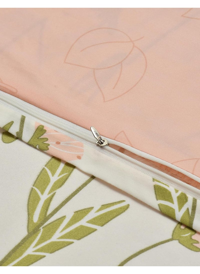 MORADO Glace Cotton 210 TC Double Bed Size Reversible Duvet CoverQuilt CoverRajai CoverBlanket Cover with Zipper 90x100 Inches Peach