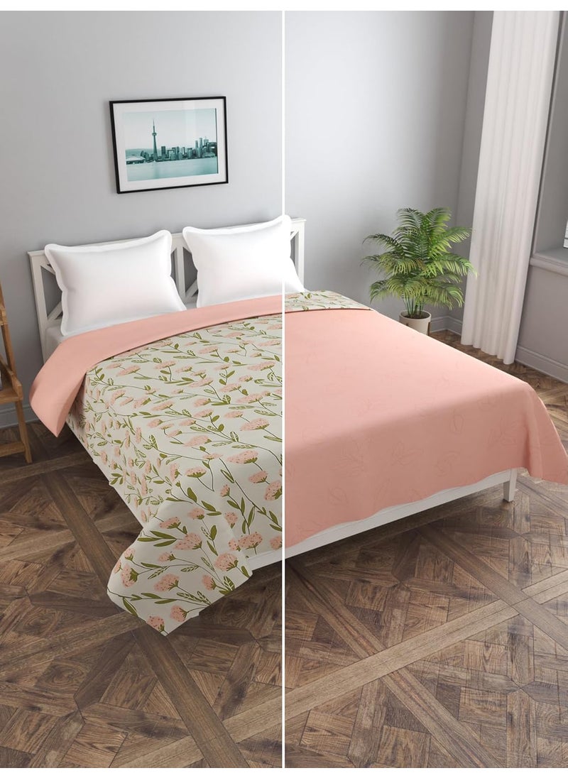 MORADO Glace Cotton 210 TC Double Bed Size Reversible Duvet CoverQuilt CoverRajai CoverBlanket Cover with Zipper 90x100 Inches Peach