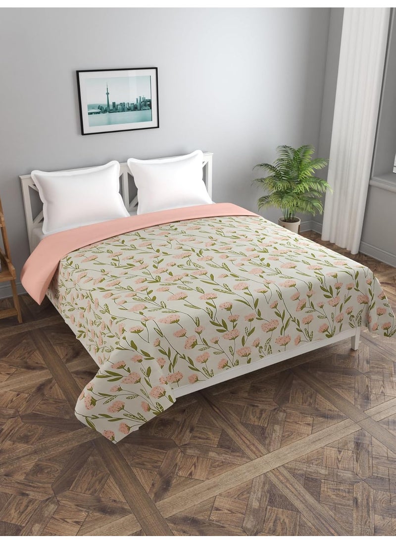 MORADO Glace Cotton 210 TC Double Bed Size Reversible Duvet CoverQuilt CoverRajai CoverBlanket Cover with Zipper 90x100 Inches Peach