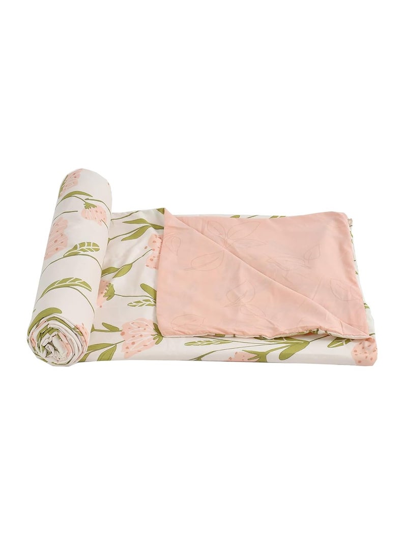 MORADO Glace Cotton 210 TC Double Bed Size Reversible Duvet CoverQuilt CoverRajai CoverBlanket Cover with Zipper 90x100 Inches Peach
