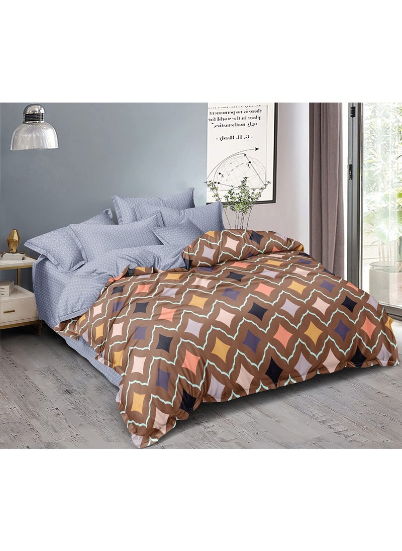MORADO Premium Glace Cotton Geometric Design Duvet Cover Single Brown with Zipper