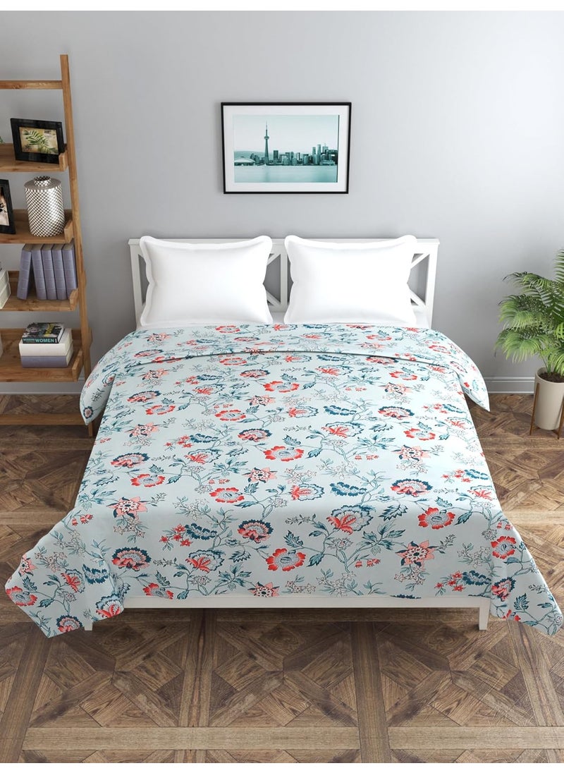 MORADO Glace Cotton Double Duvet CoverRajai CoverBlanket Cover with Zipper 90x100 Inche Blue Floral