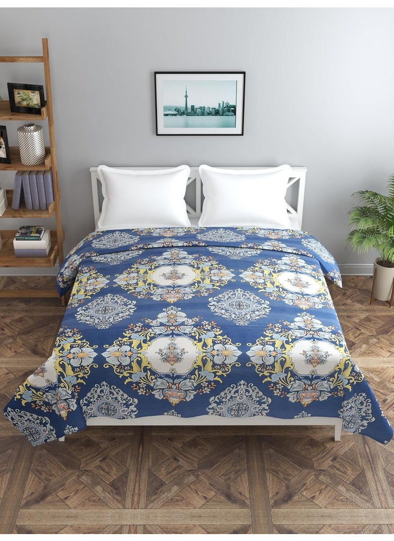BREVARD Glace Cotton 210 TC Double Bed Size Duvet CoverQuilt CoverRajai CoverBlanket Cover with Zipper 90x100 Inches Multi