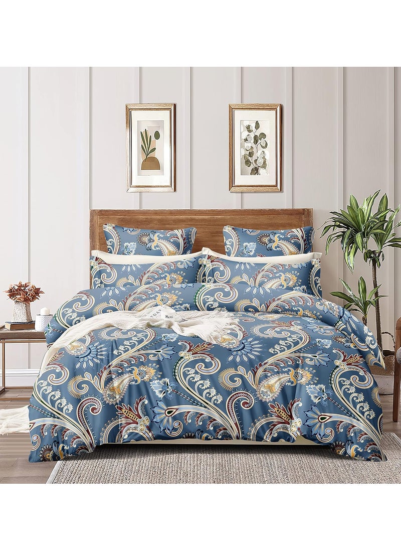 MORADO Glace Cotton Double Duvet CoverRajai CoverBlanket Cover with Zipper 90x100 Inche Blue