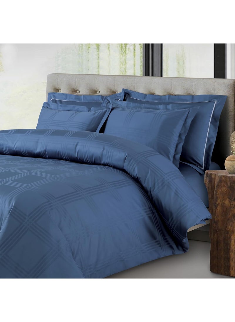 Malako Amalfi Jacquard Legion Blue 100 Cotton Super King Size Duvet CoverQuilt Cover