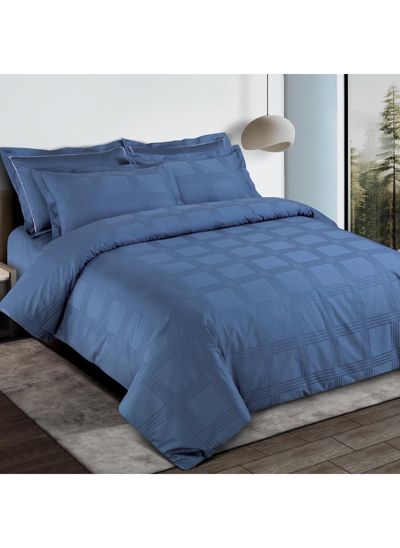Malako Amalfi Jacquard Legion Blue 100 Cotton Super King Size Duvet CoverQuilt Cover