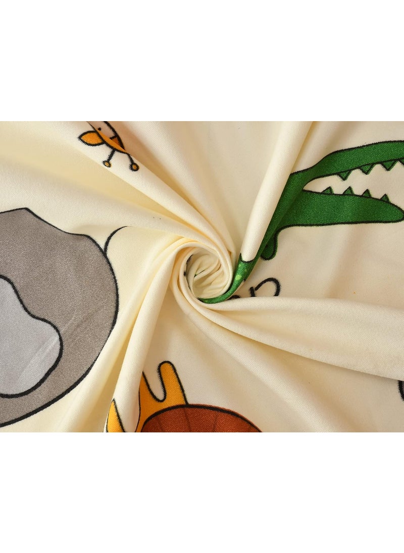 MORADO Glace Cotton Double Duvet CoverRajai CoverBlanket Cover with Zipper 90x100 Inches Offwhite Cartoon