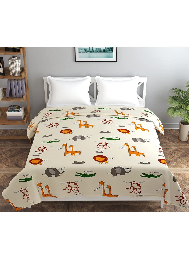 MORADO Glace Cotton Double Duvet CoverRajai CoverBlanket Cover with Zipper 90x100 Inches Offwhite Cartoon