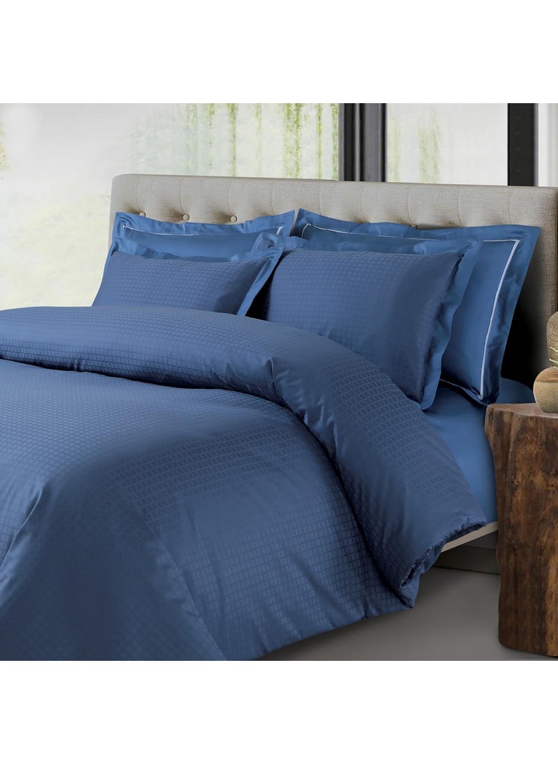 Malako Como Jacquard Legion Blue 100 Cotton Super King Size Duvet CoverQuilt Cover