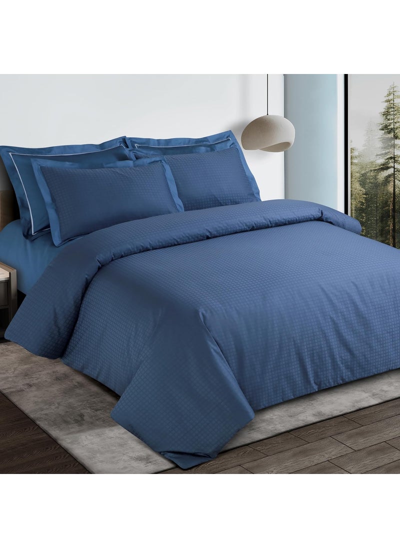 Malako Como Jacquard Legion Blue 100 Cotton Super King Size Duvet CoverQuilt Cover