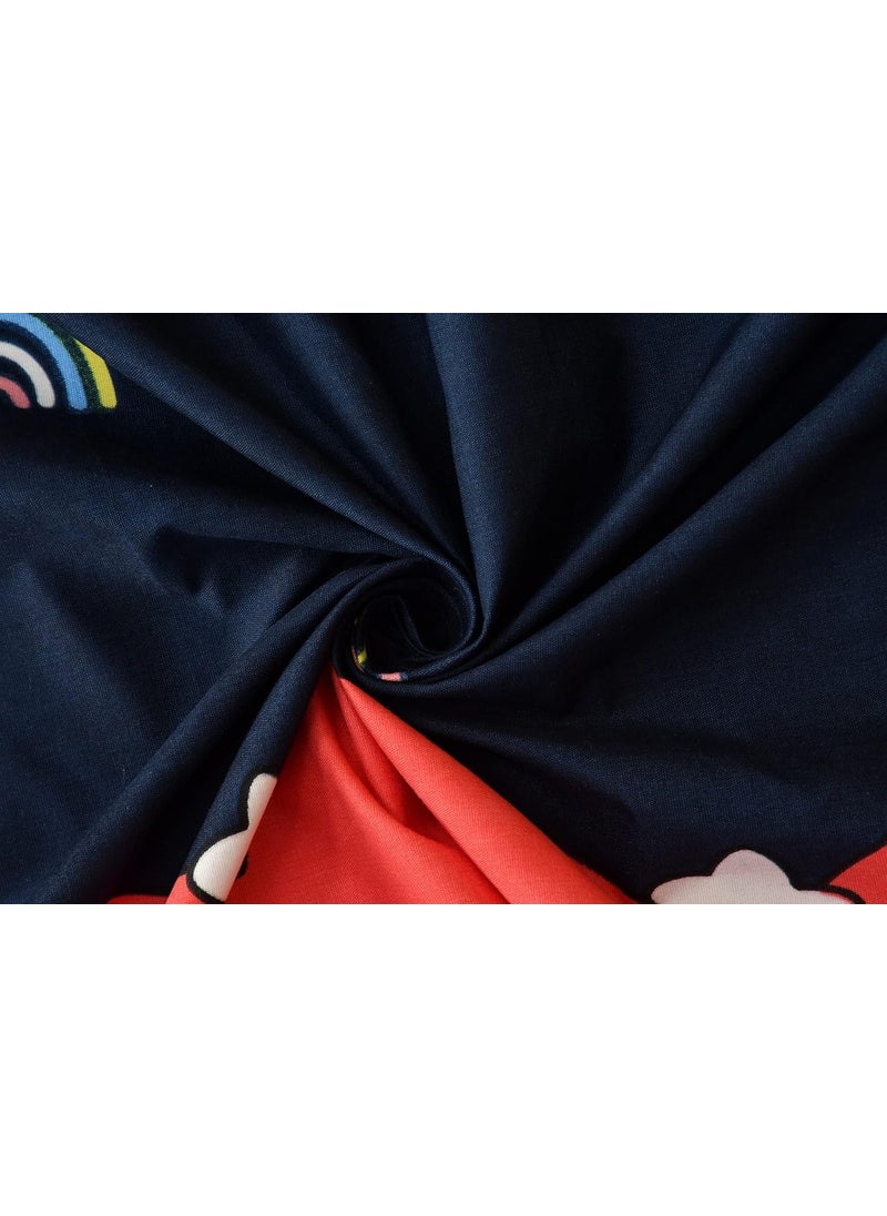 MORADO Glace Cotton Double Duvet CoverRajai CoverBlanket Cover with Zipper 90x100 Inches Red Blue