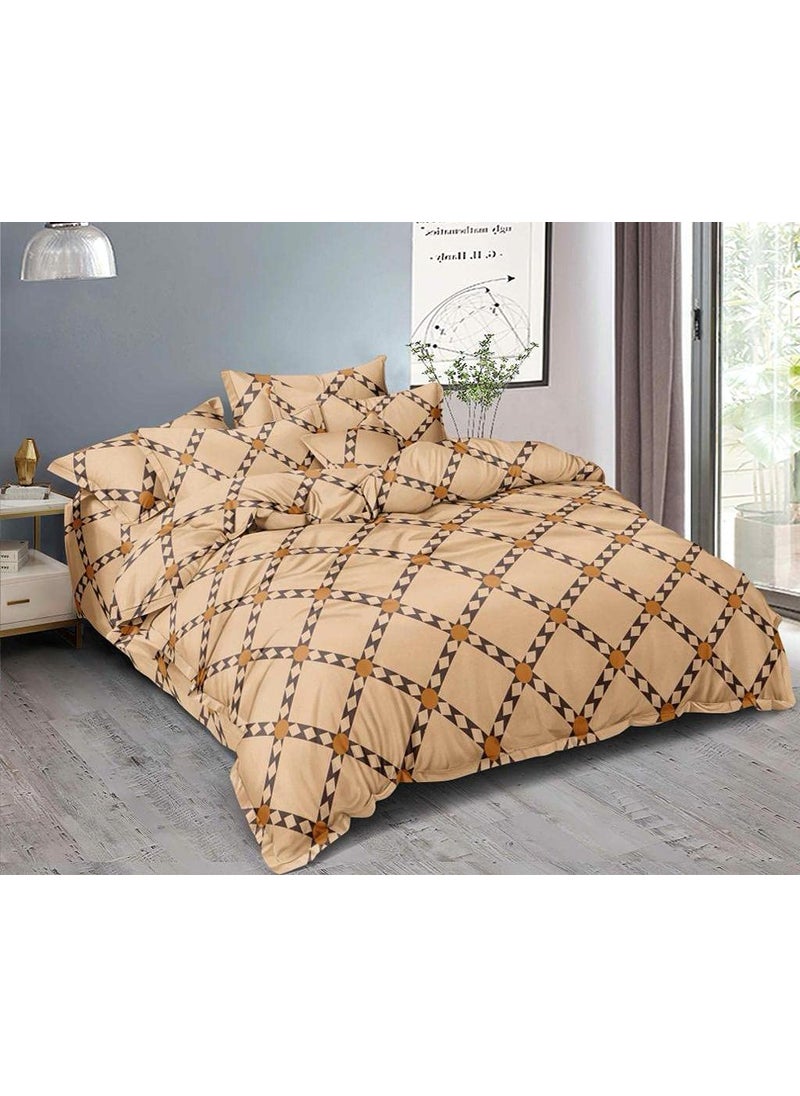 MORADO Premium Glace Cotton Geometric Design Duvet Cover Single Brown with Zipper