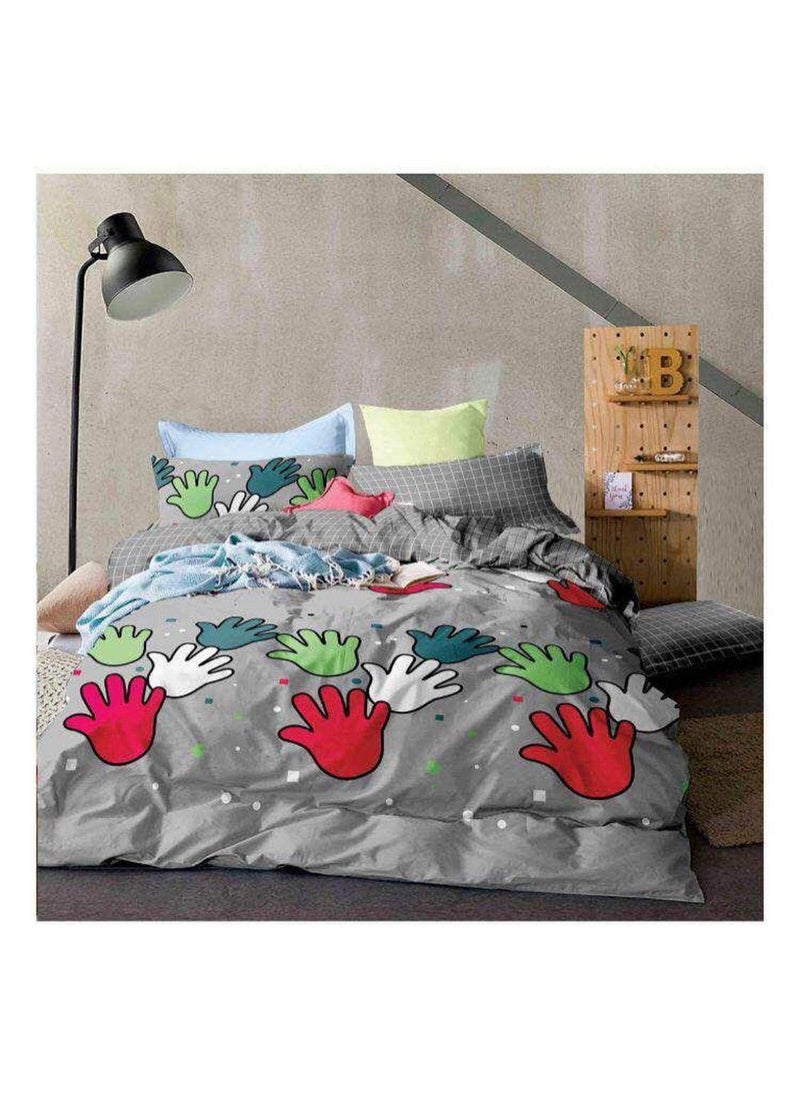 MORADO Premium Glace Cotton Cartoon Design Duvet Cover Single Grey with Zipper