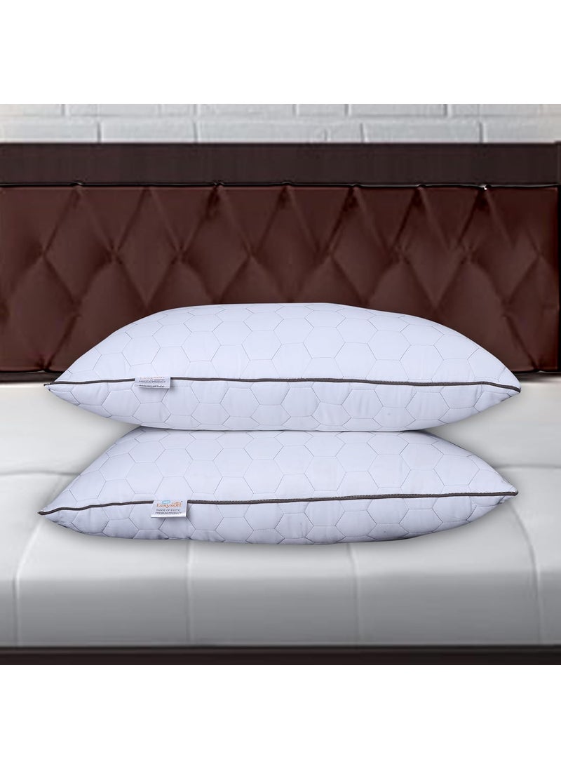 Eesysoft Quilted Bed Pillows for Sleeping 2 PcsMicrofiber Filler Soft for Side and Back Sleepers 17x27 Quilted Fabric Imported Sleeping Bed Pillow White Set of 2