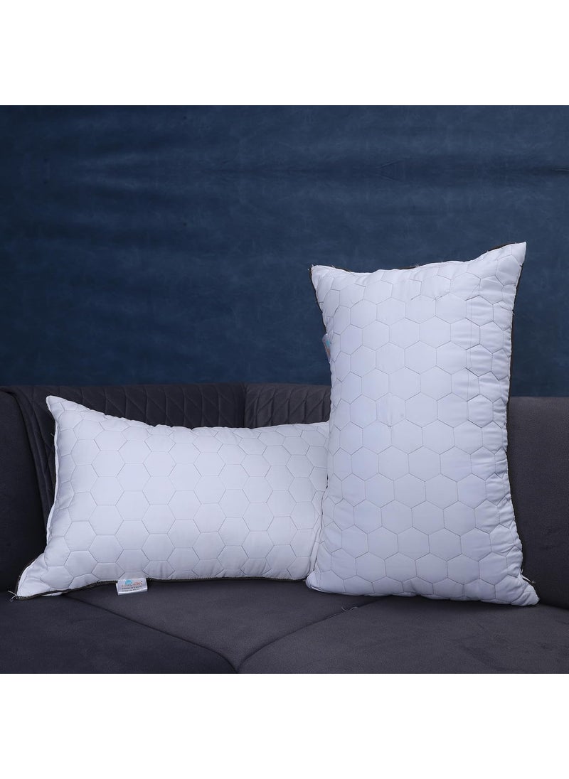 Eesysoft Quilted Bed Pillows for Sleeping 2 PcsMicrofiber Filler Soft for Side and Back Sleepers 17x27 Quilted Fabric Imported Sleeping Bed Pillow White Set of 2