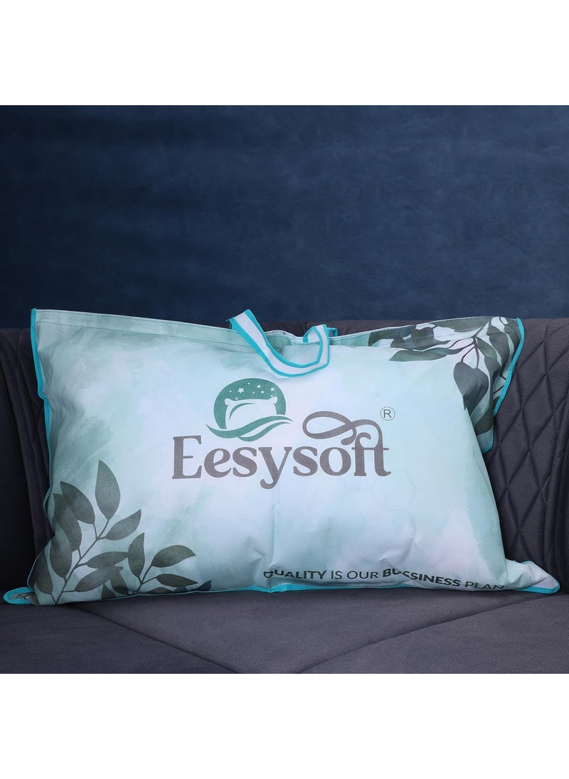 Eesysoft Quilted Bed Pillows for Sleeping 2 PcsMicrofiber Filler Soft for Side and Back Sleepers 17x27 Quilted Fabric Imported Sleeping Bed Pillow White Set of 2