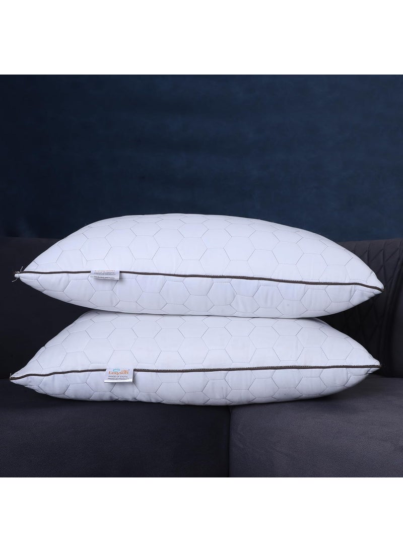 Eesysoft Quilted Bed Pillows for Sleeping 2 PcsMicrofiber Filler Soft for Side and Back Sleepers 17x27 Quilted Fabric Imported Sleeping Bed Pillow White Set of 2