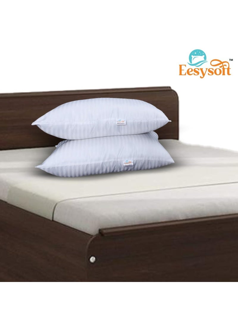 Eesysoft Satin Patti Bed Pillows 2 Pcs Comfortable Sleeping Bed Pillows Soft Pillow Cases for Sleep Bed Pillow for Home and Hotel Collection Set of 2 White